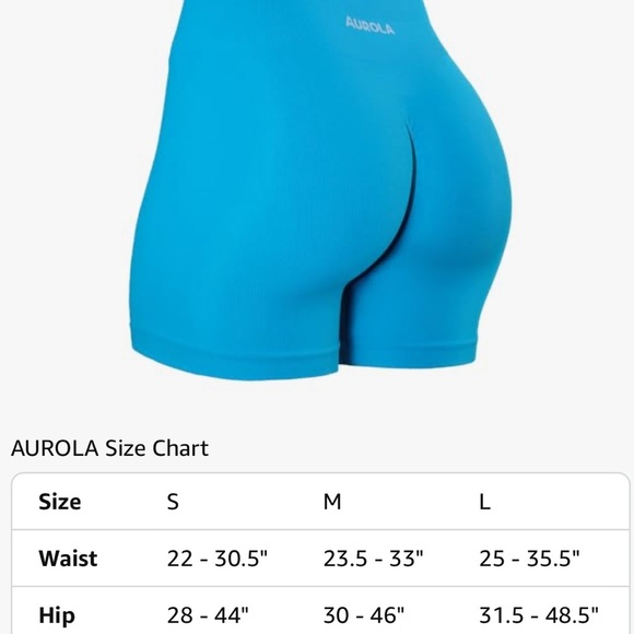 AUROLA Power Workout Shorts Seamless Active Short Blue - Picture 3 of 4